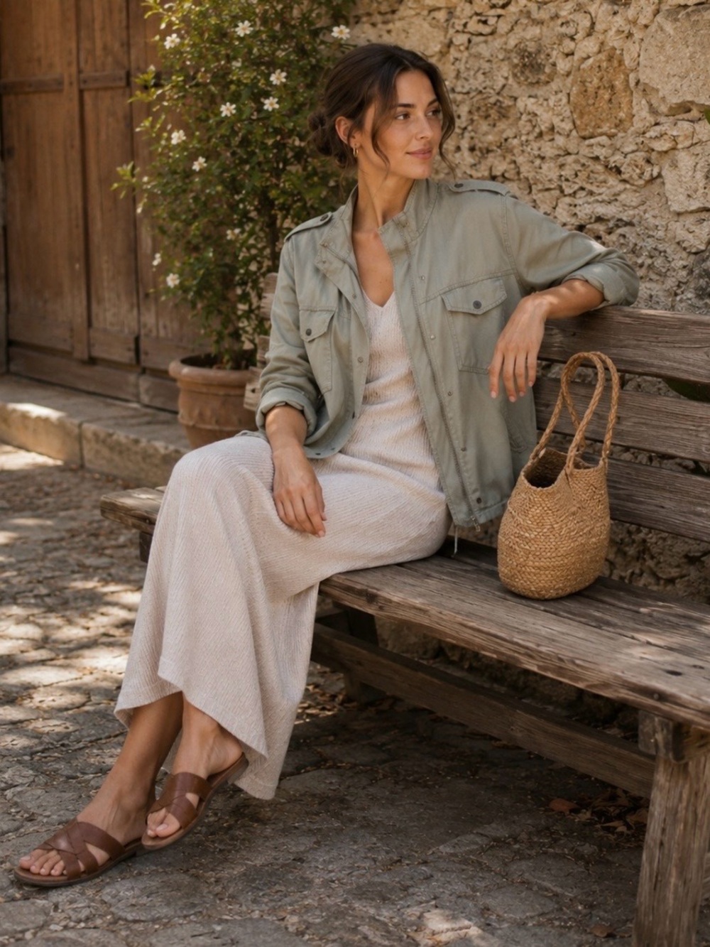 Rails Collins Utility Jacket Sage Green Linen Blend Cargo Large